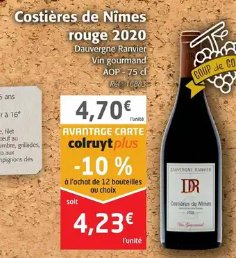 Colruyt Costières de Nîmes rouge 2020 offre