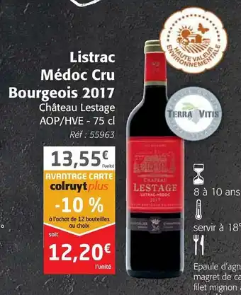 Colruyt Listrac Médoc Cru Bourgeois 2017 offre