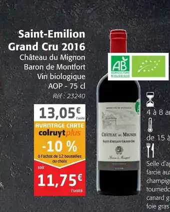 Colruyt Saint-Emilion Grand Cru 2016 offre