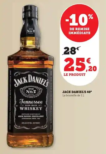 Hyper U JACK DANIEL'S 40° offre