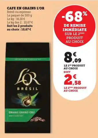 Hyper U CAFE EN GRAINS L'OR offre