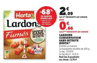 Hyper U LARDONS CONSERVATION SANS NITRITE HERTA offre