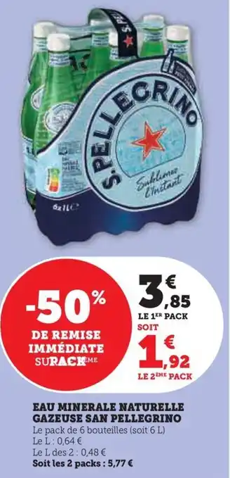 Hyper U EAU MINERALE NATURELLE GAZEUSE SAN PELLEGRINO offre