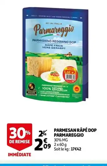 Auchan Parmesan râpé Dop Parmareggio offre