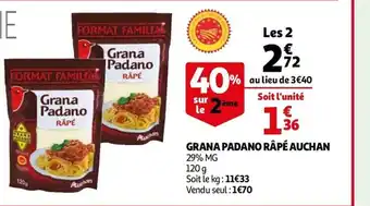 Auchan Grana Padano râpé Auchan offre