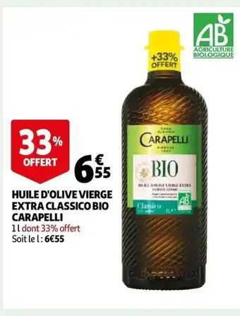 Auchan Huilw d'Olive Vierge Extra Classico Bio carapelli offre
