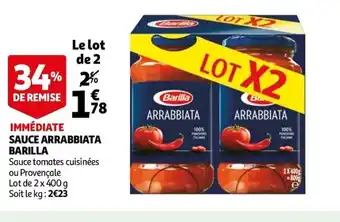 Auchan Sauce Arrabbiata Barilla offre