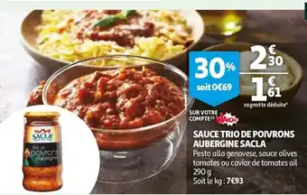 Auchan Sauce Trio de Poivrons Aubergine Sacla offre