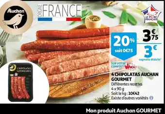 Auchan 4 Chipolatas Auchan Gourmet offre