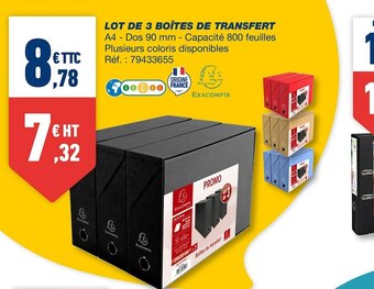 Bureau Vallée Exacompta lot de 3 boîtes de transfert offre