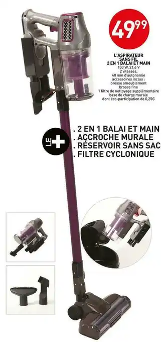 Stokomani L'aspirateur sans fil 2 en 1 balai et main offre