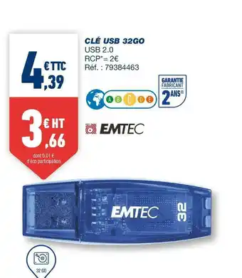 Bureau Vallée Emtec clé usb 32go offre