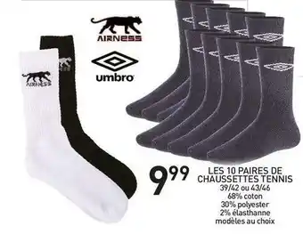 Airness/umbro les 10 paires de chaussettes tennis