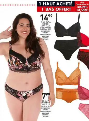 Stokomani Le soutiengorge dentelle, le slip ou tanga dentelle offre