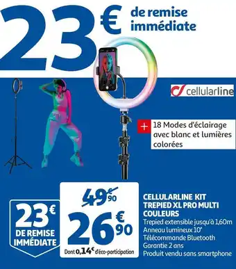 Auchan Cellularline cellularline kit trepied xl pro multi couleurs offre