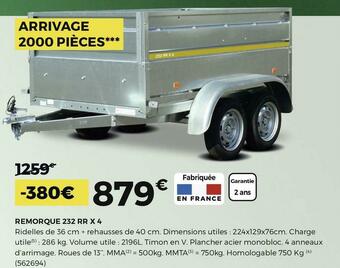 Feu Vert Remorque 232 rr x 4 offre