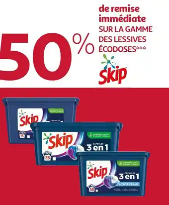 Auchan Skip bon plan sur la gamme des lessives écodoses de la marque skip offre