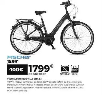 Feu Vert Fischer vélo électrique ville cita 3.1i offre