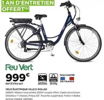 Feu Vert Feu vert vélo électrique ville e-roll80 offre