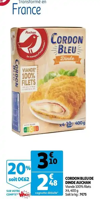 Auchan Auchan cordon bleu de dinde offre