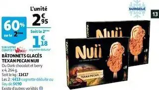 Auchan Bâtonnets glacés texan pecan nuii offre