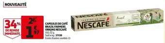 Auchan Nescafé capsules de café brazil farmers origins offre