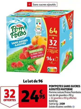 Auchan Materne pom'potes sans sucres ajoutés offre