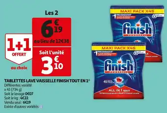 Auchan Finish tablettes lave vaisselle tout en 1* offre
