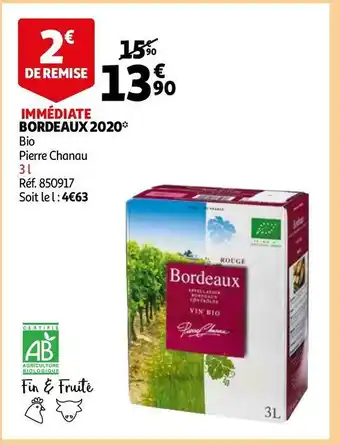 Auchan Pierre chanau bordeaux 2020 offre
