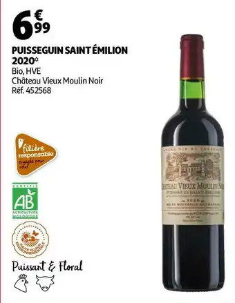 Auchan Château vieux moulin noir puisseguin saint émilion 2020 offre