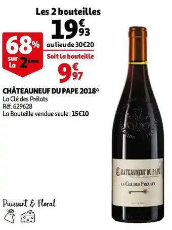 Auchan La clé des prélats châteauneuf du pape 2018 offre
