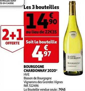 Auchan Blason de bourgogne bourgogne chardonnay 2020 offre