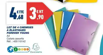 Bureau Vallée Exacompta lot de 4 chemises à élastiques forever young offre