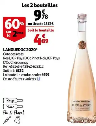 Auchan Cote des roses languedoc 2020 offre