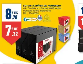 Bureau Vallée Exacompta lot de 3 boîtes de transfert offre