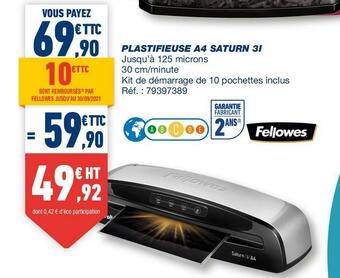 Bureau Vallée Plastifieuse a4 saturn 3i offre