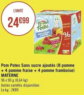 Materne pom potes sans sucre ajoutés (8 + 4 pomme fraise + 4 pomme framboise)
