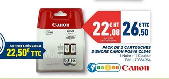 Bureau Vallée Pack de 2 cartouches d’encre canon pg545 cl546 offre