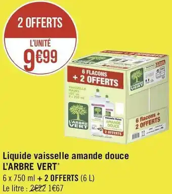 Géant Casino L’arbre vert liquide vaisselle amande douce offre
