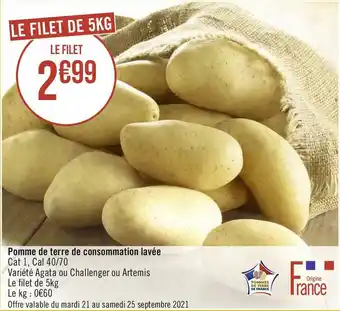 Géant Casino Pomme de terre de consommation lavée offre