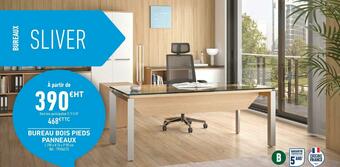 Bureau bois pieds panneaux