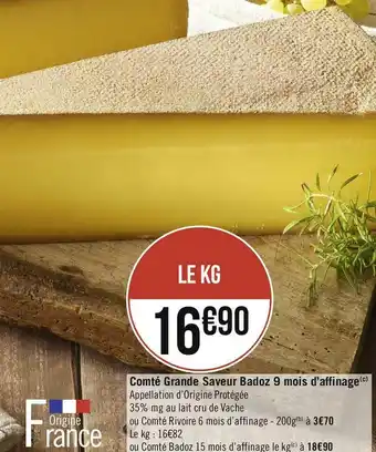 Comté grande saveur badoz 9 mois d’affinage