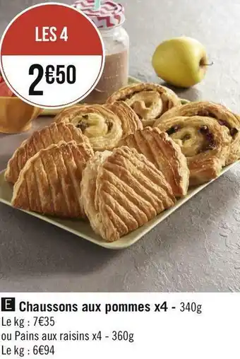 Géant Casino Chaussons aux pommes x4 offre