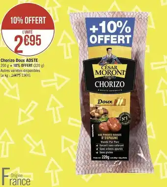 Géant Casino Aoste chorizo doux offre