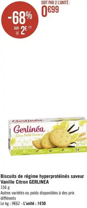 Géant Casino Gerlinea biscuits de régime hyperprotéinés saveur vanille citron offre