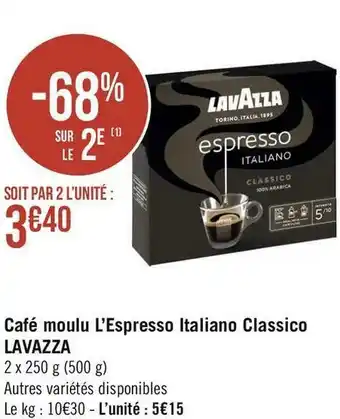 Géant Casino Lavazza café moulu l’espresso italiano classico offre