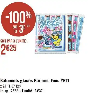 Yeti bâtonnets glacés parfums fous