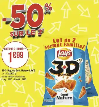 Géant Casino Lay’s 3d’s bugles goût nature offre