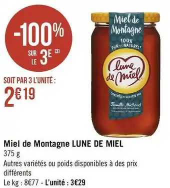 Lune de miel miel de montagne