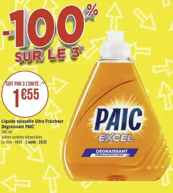 Géant Casino Paic liquide vaisselle ultra fraicheur dégraissant* offre